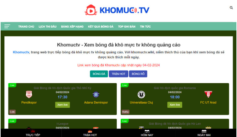 Xem bóng đá vô cùng đơn giản cùng với KhomucTV. 